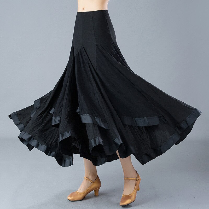 大人の社交ダンススカート黒ファッションフラメンコスカート女性ワルツダンススーツ標準ダンス衣装標準ダンス着用 D0797