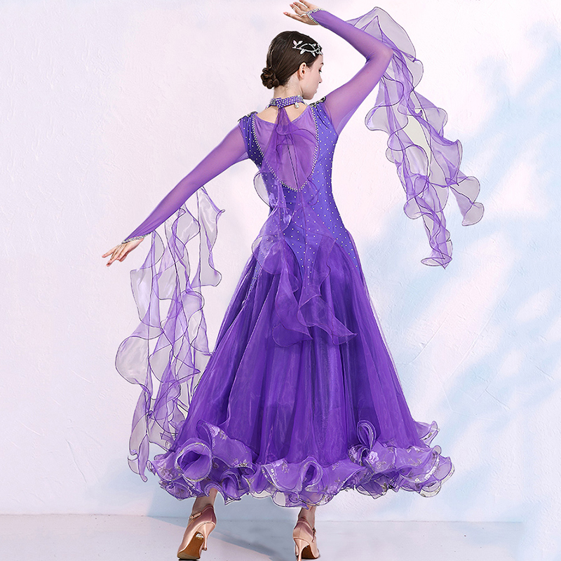 社交ダンス 社交ダンス衣装 衣装 M〜Lサイズ 紫 パープル